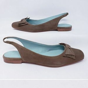 Boden Leather Suede Square Toe Slingback Flats 8